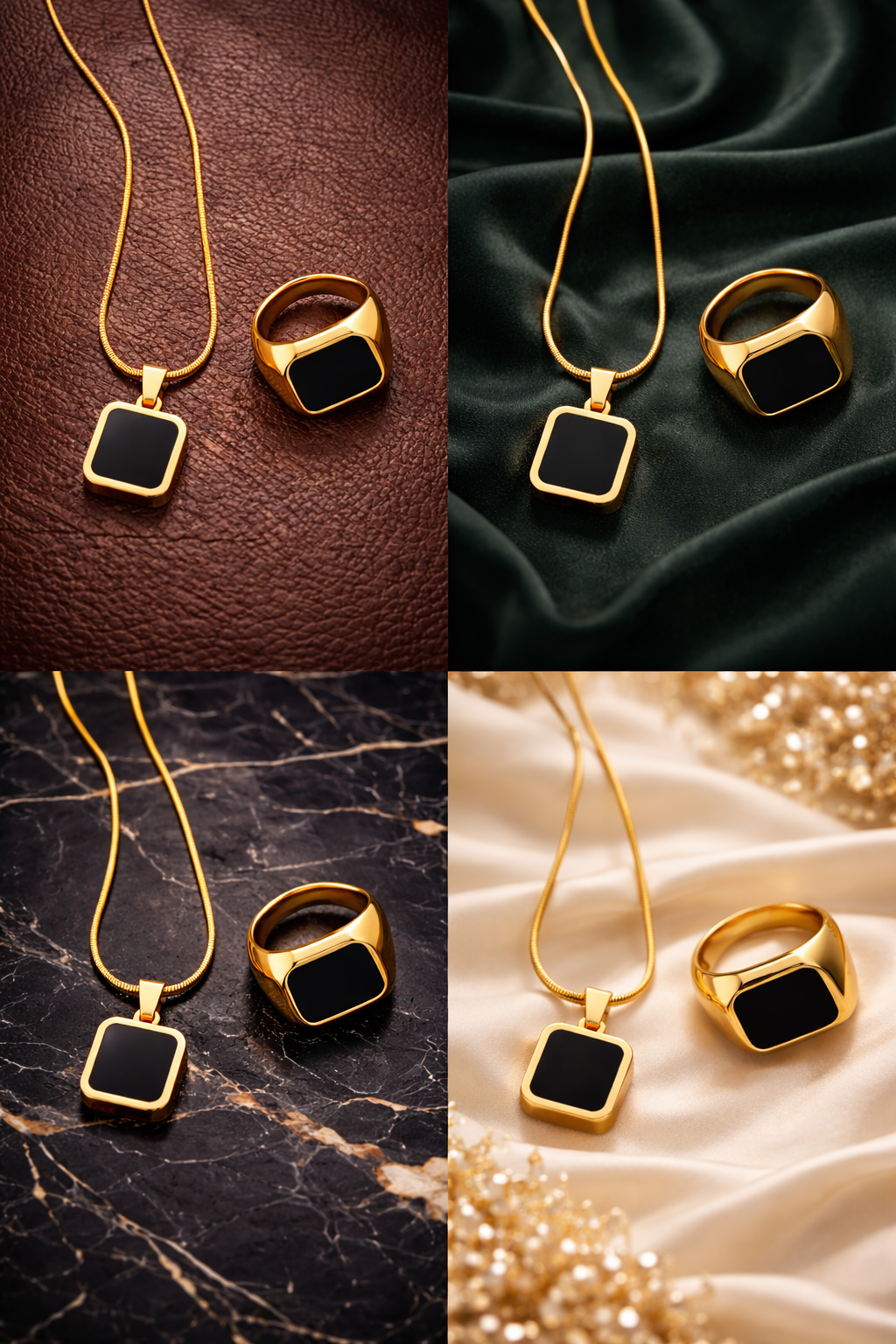 New Stylish Couple Gift Stone Locket + Ring Set